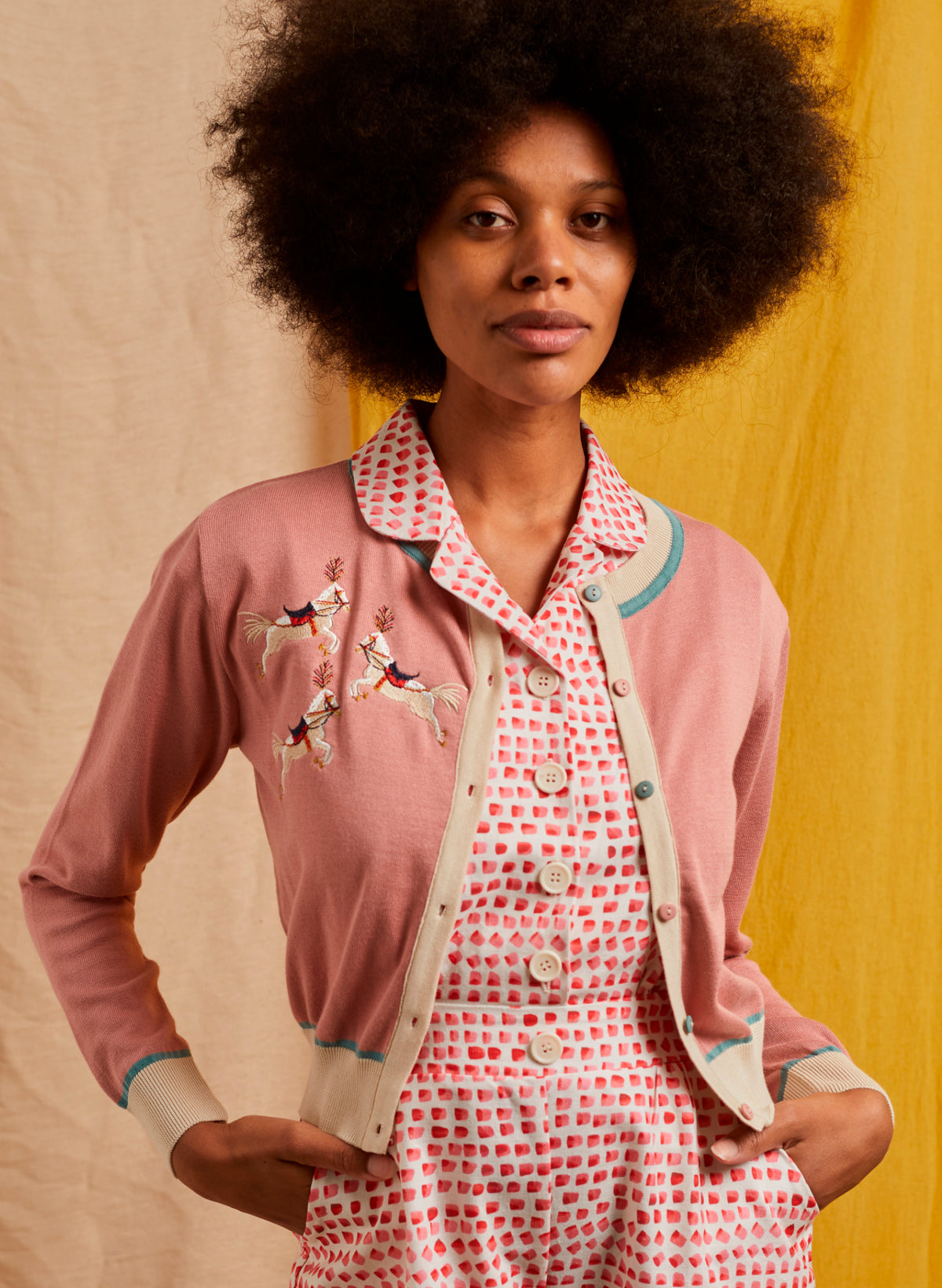 Vera - Cream Prancing Ponies Cardigan