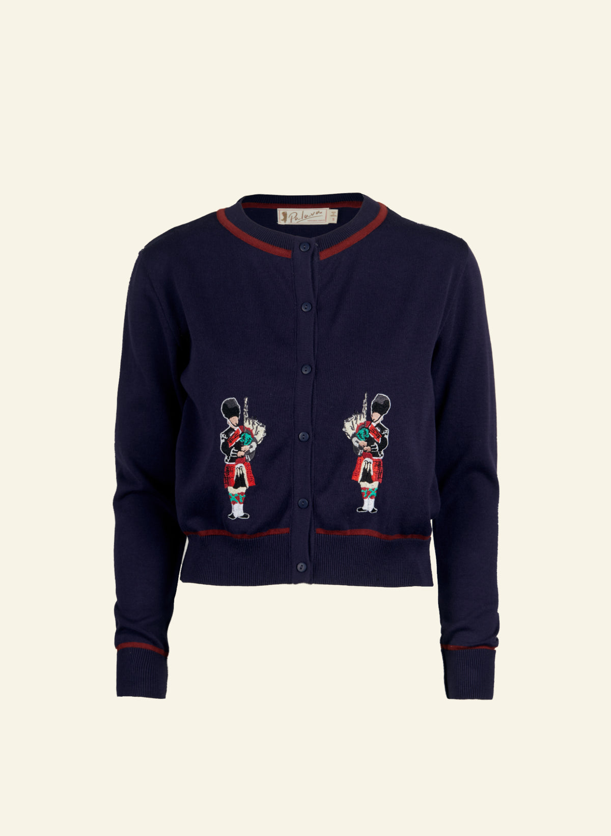 Vera Embroidered Cardigan - Navy Bagpipers