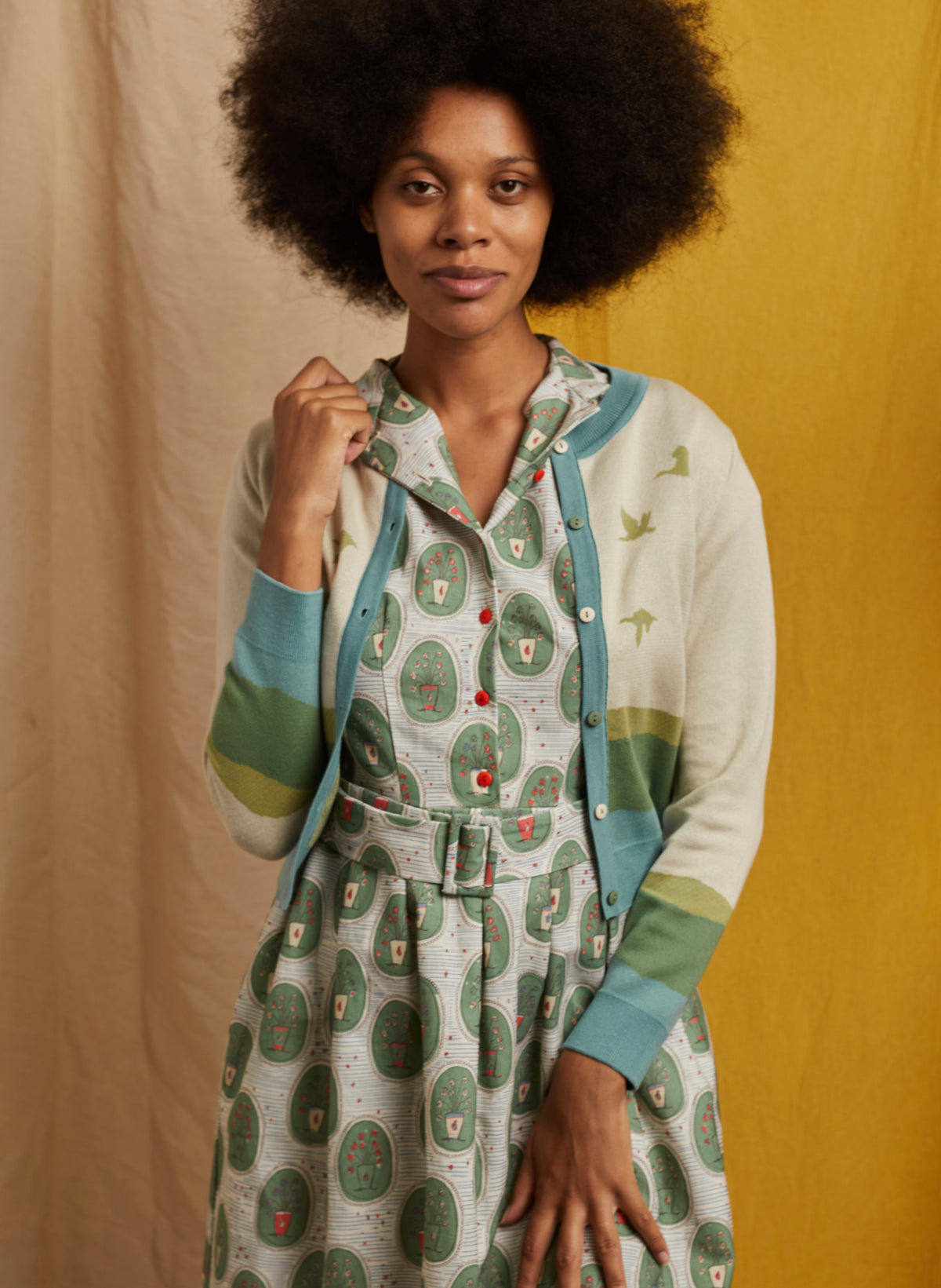Vera - Cream Flying Geese Cardigan