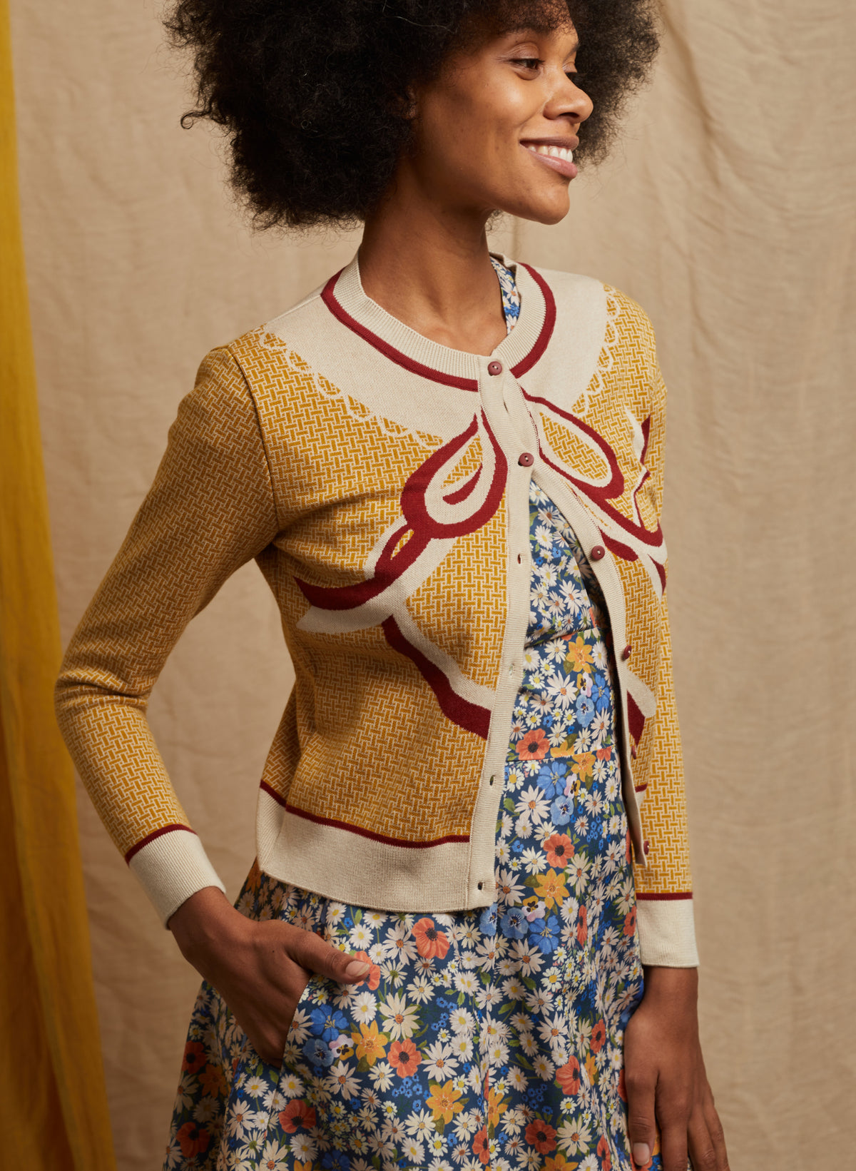 Vera - Mustard Ribbons Cardigan