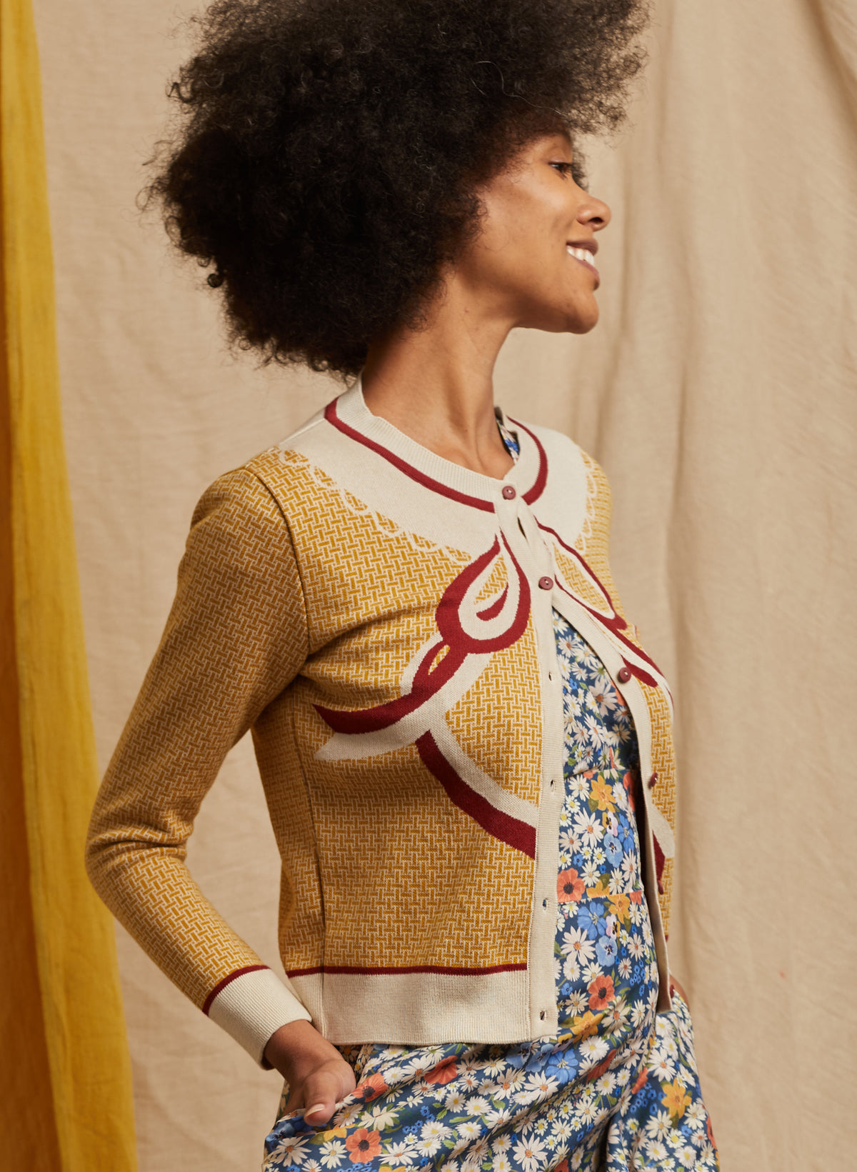 Vera - Mustard Ribbons Cardigan
