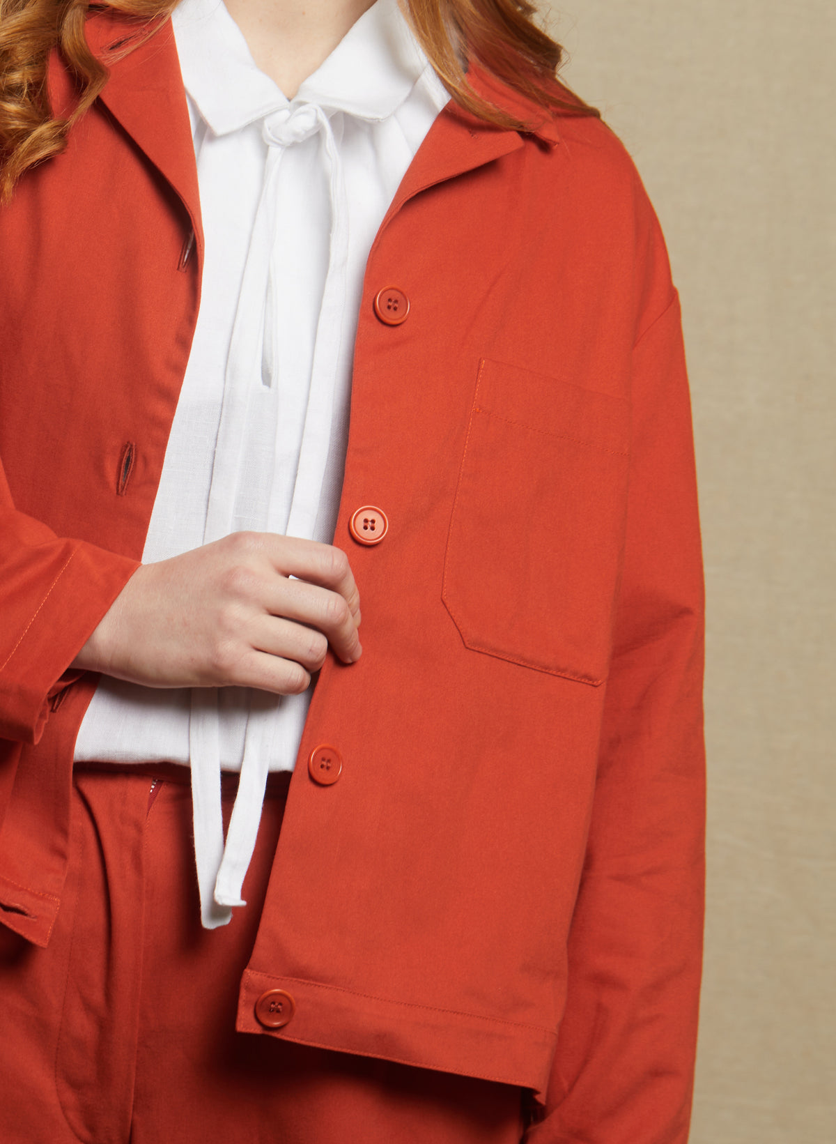Walter Jacket - Hot Coral Cotton