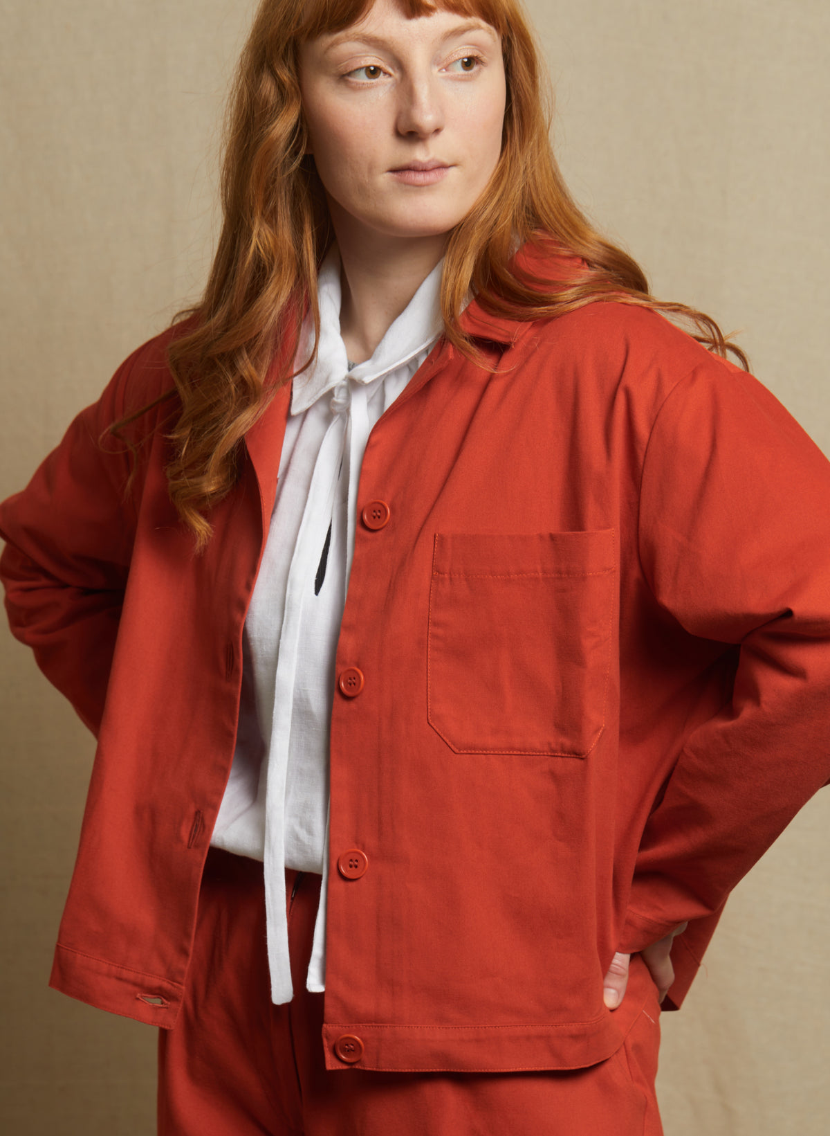 Walter Jacket - Hot Coral Cotton