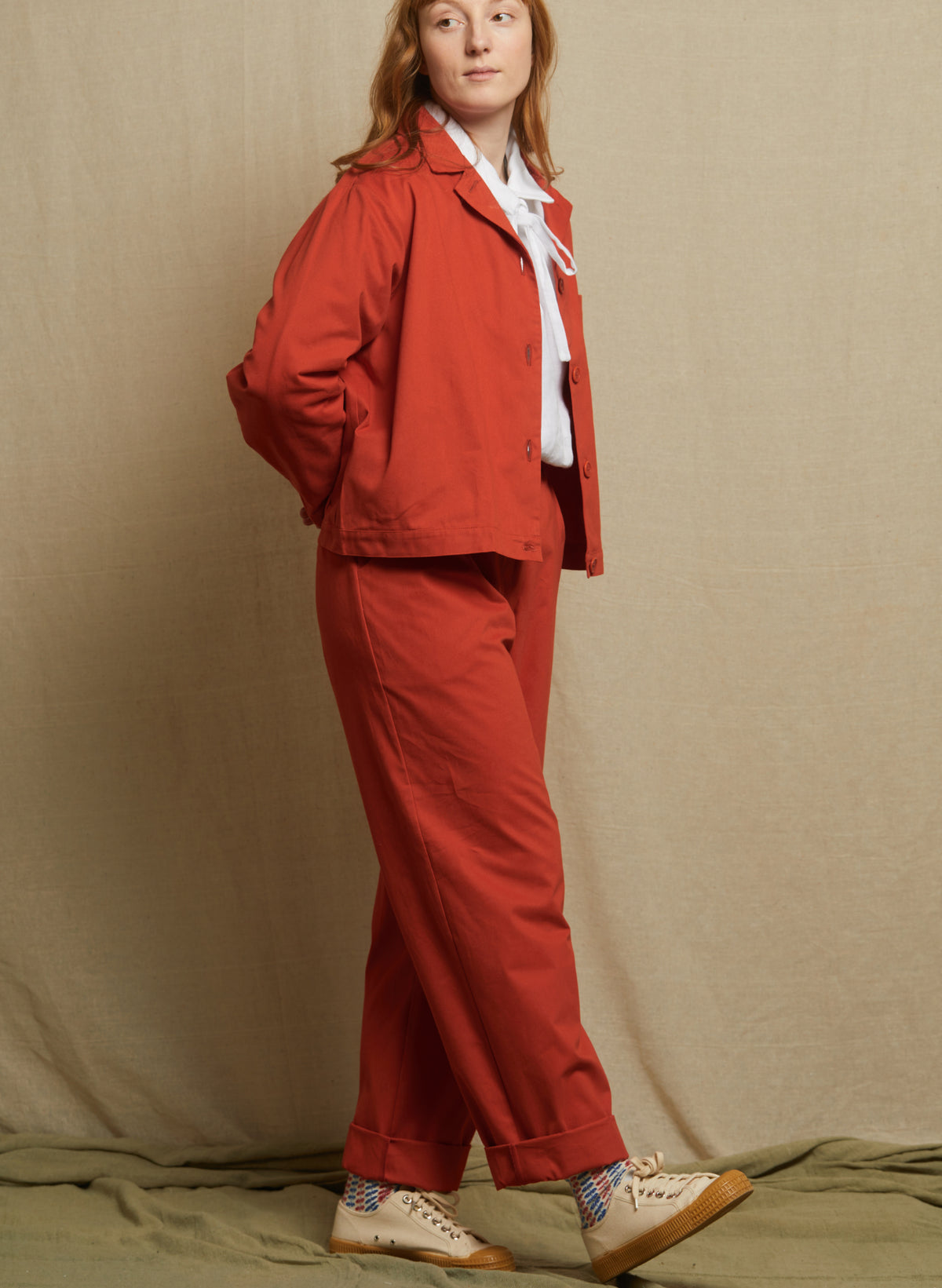 Walter Jacket - Hot Coral Cotton