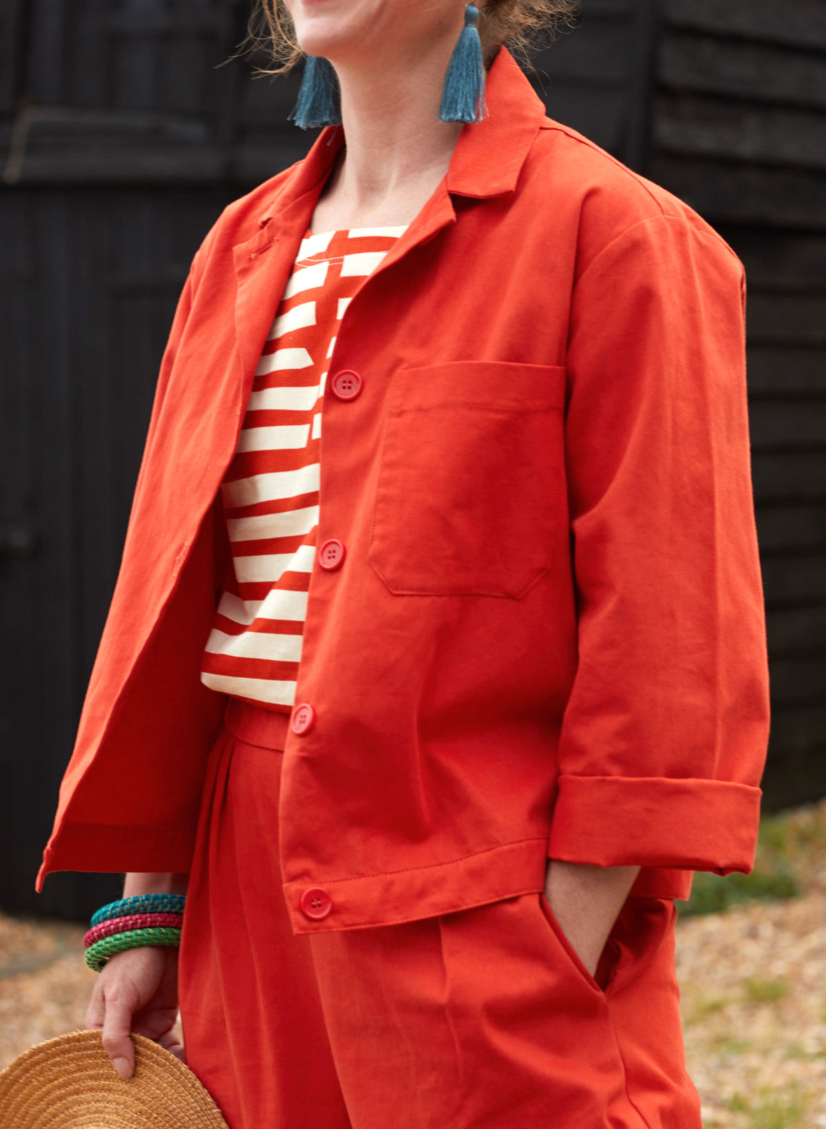 Walter Jacket - Hot Coral Cotton