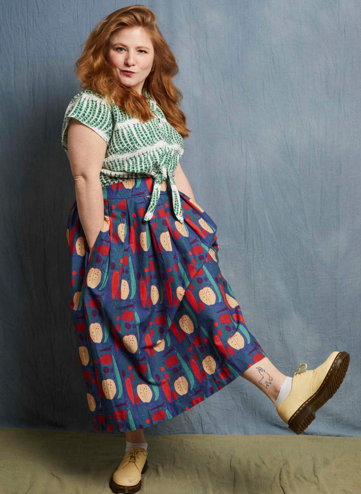 Florence Skirt - Navy Vegetables