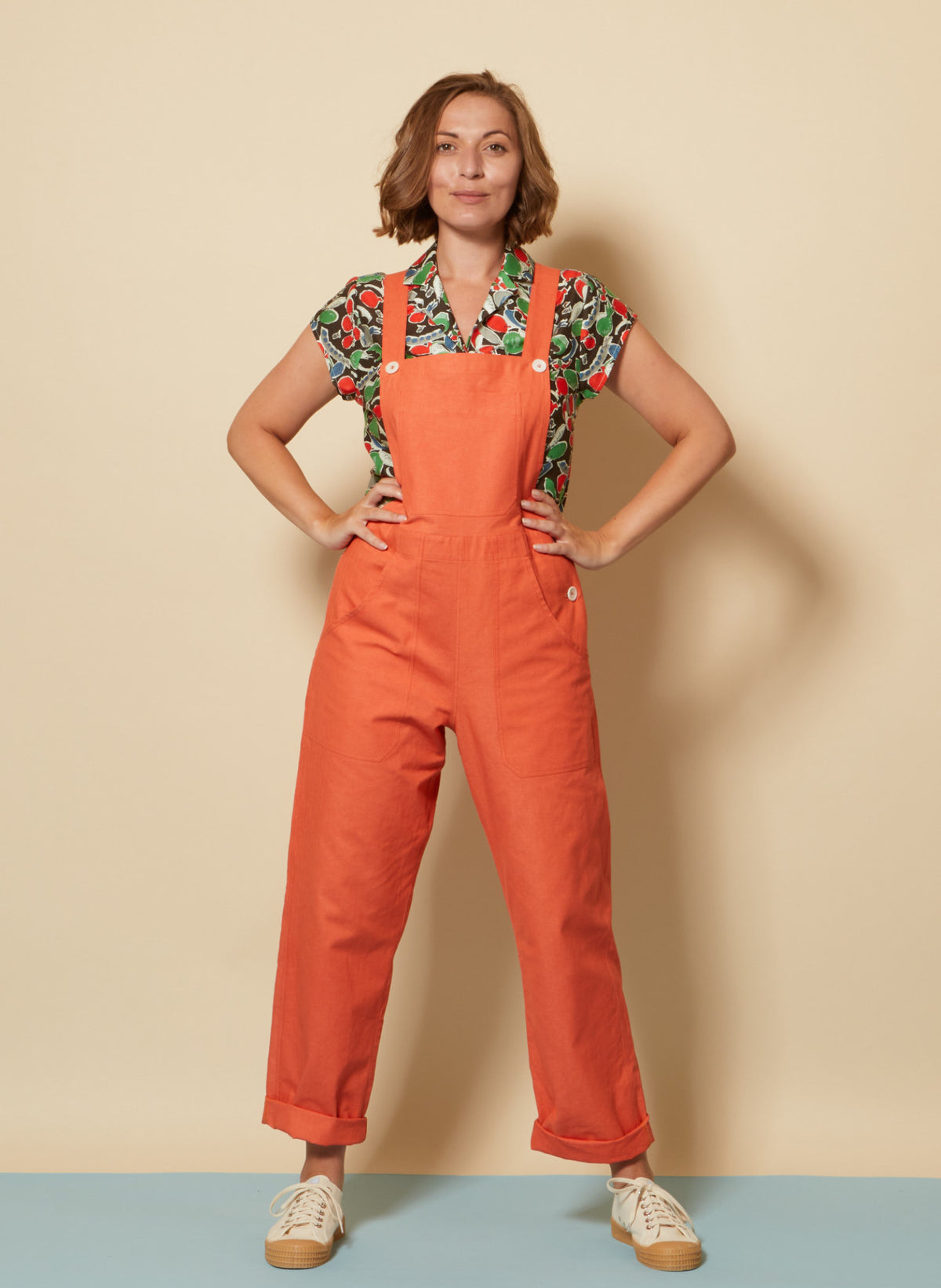 Bonnie Dungarees - Hot Coral