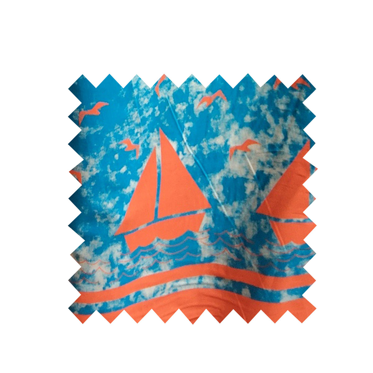 Blue Sailing Boats Fabric - Cotton