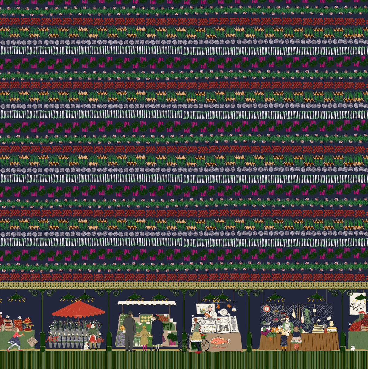 Navy Farmer's Market Fabric - Palava