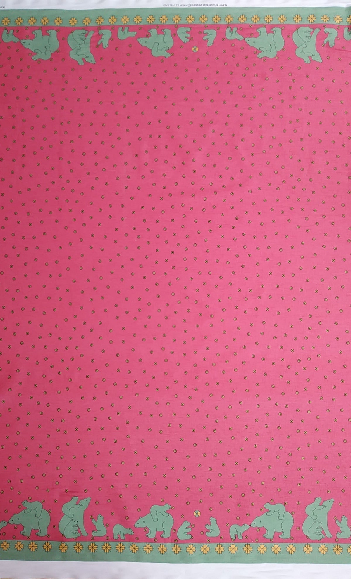 Pink Polar Bear Fabric - Cotton twill