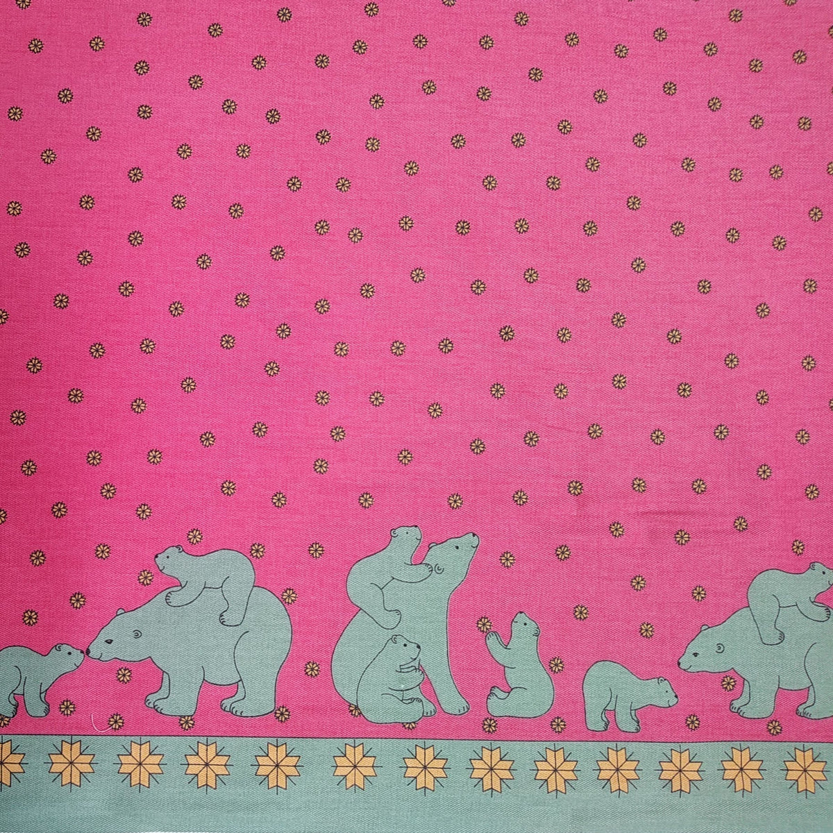 Pink Polar Bear Fabric - Cotton twill
