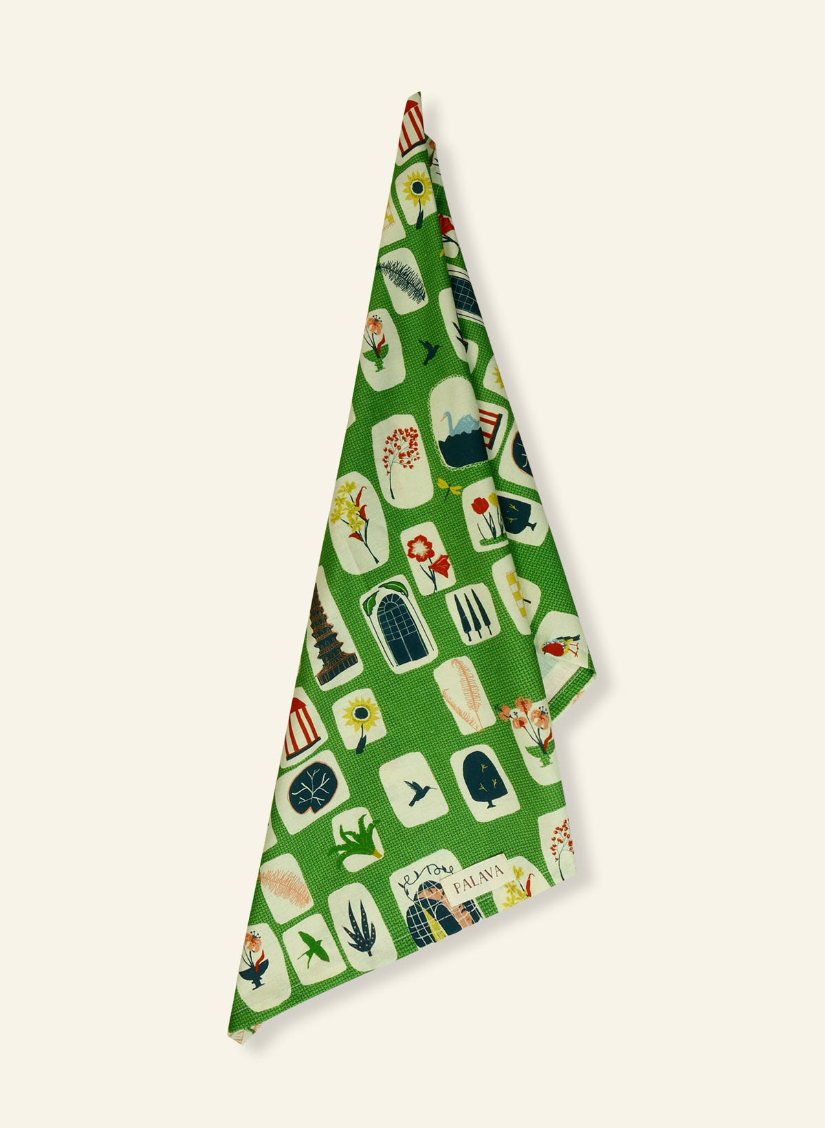 Tea Towel - Green Postcards