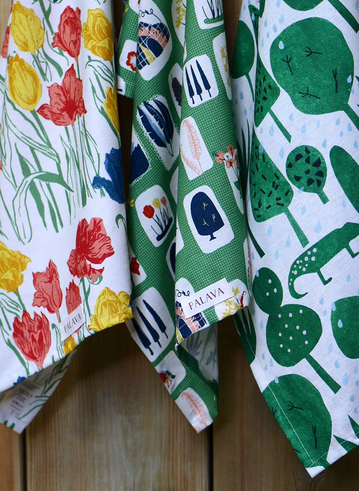 Tea Towel - Green Postcards