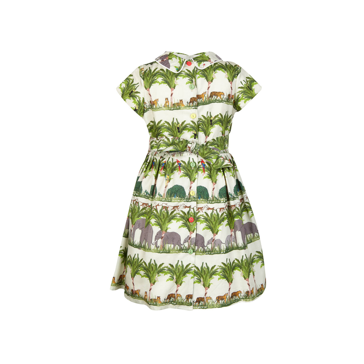 Tropical Zoo Print Girls' Shirt Dress | 100% Organic Cotton | Made in UK