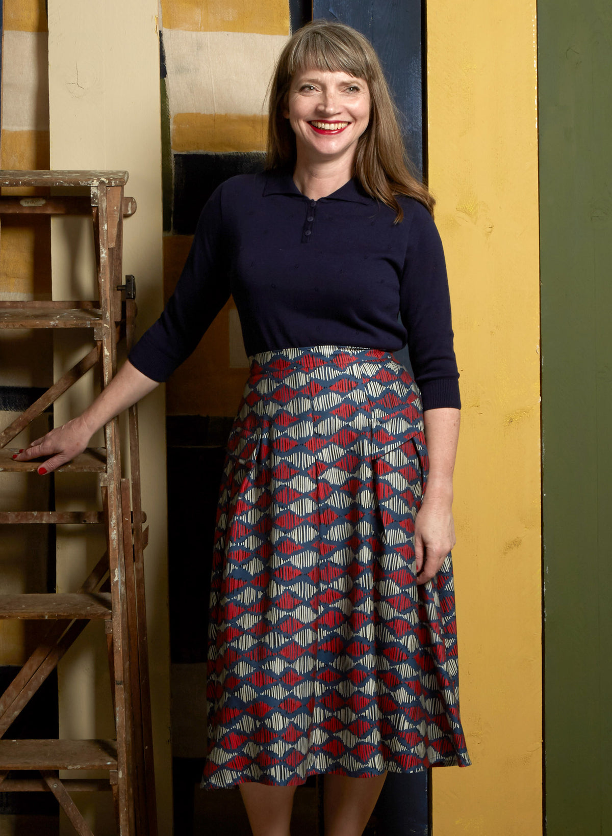 Aila Knitted Cotton Top - Navy