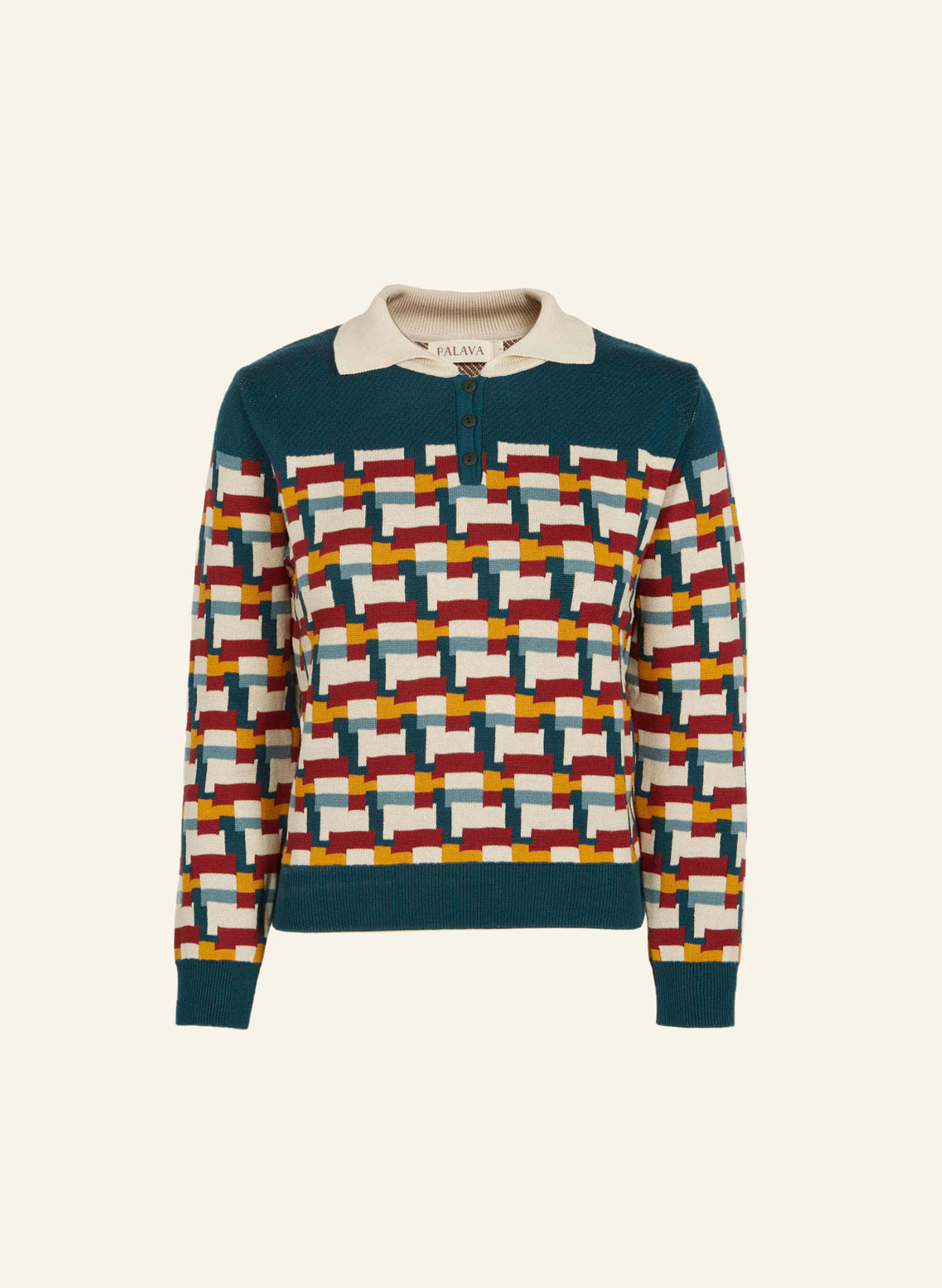 Aila - Teal Blocks Knitted Top