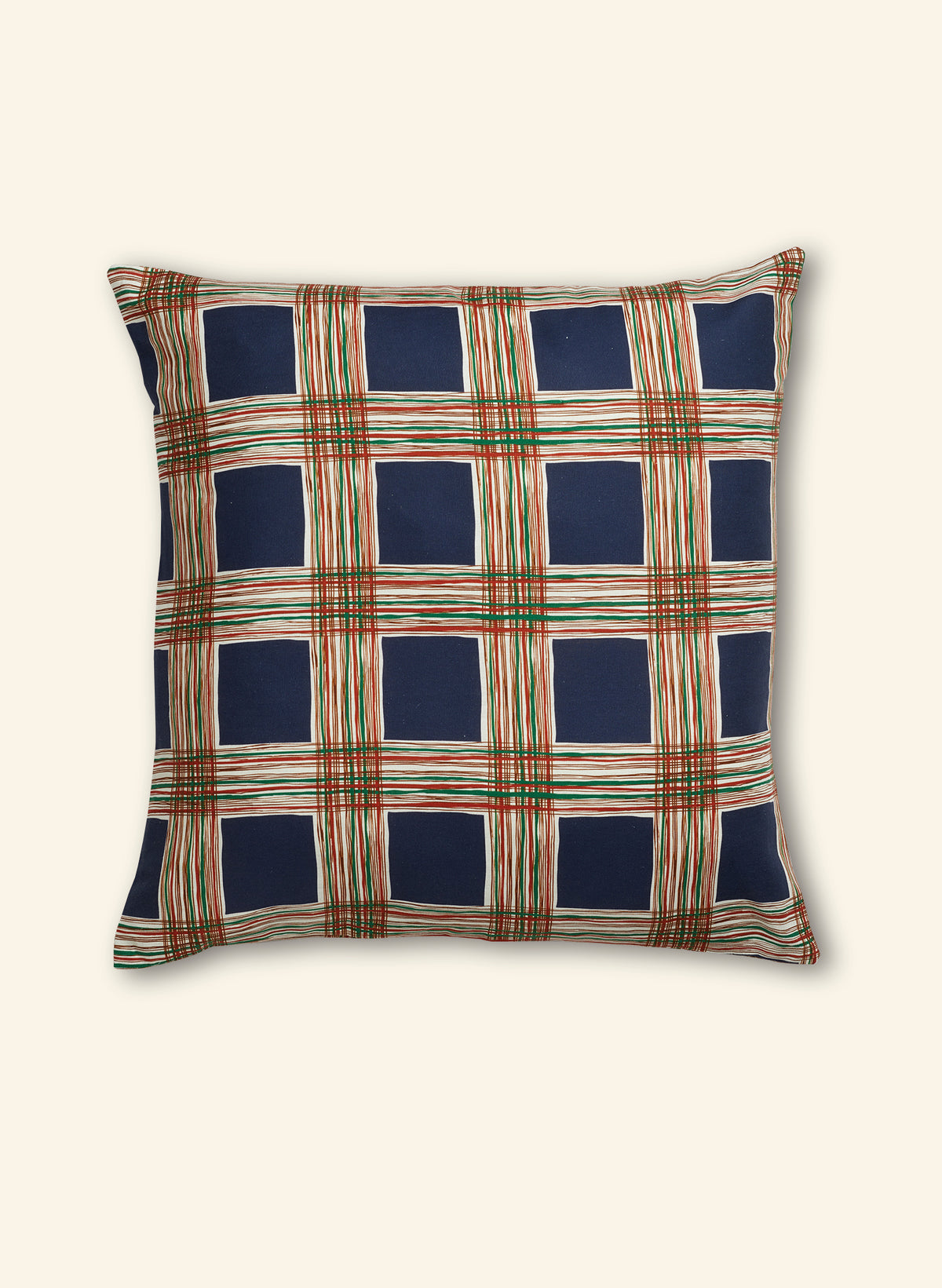 Large Cushion Cover - Navy Checks