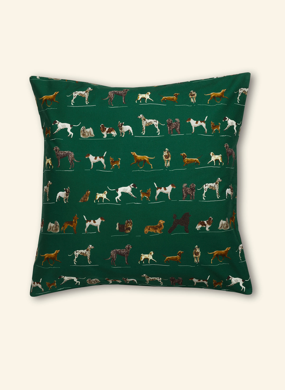 Large Cushion Cover - Green Porcelain Dogs