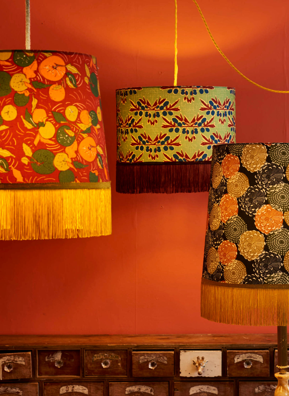 Drum Fringe Lampshade - Pink Nouveau Plum