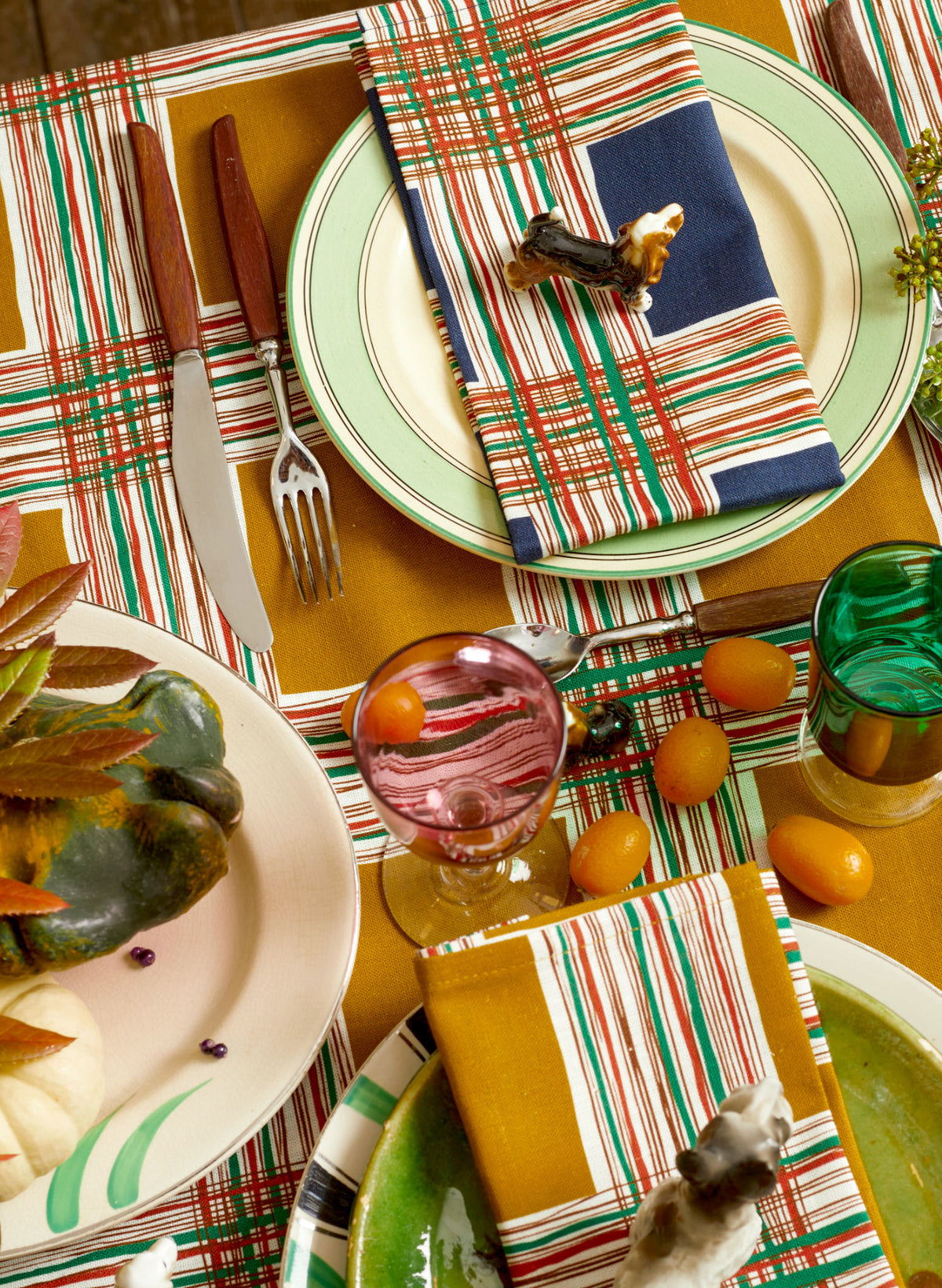 Napkin Set - Mustard Checks