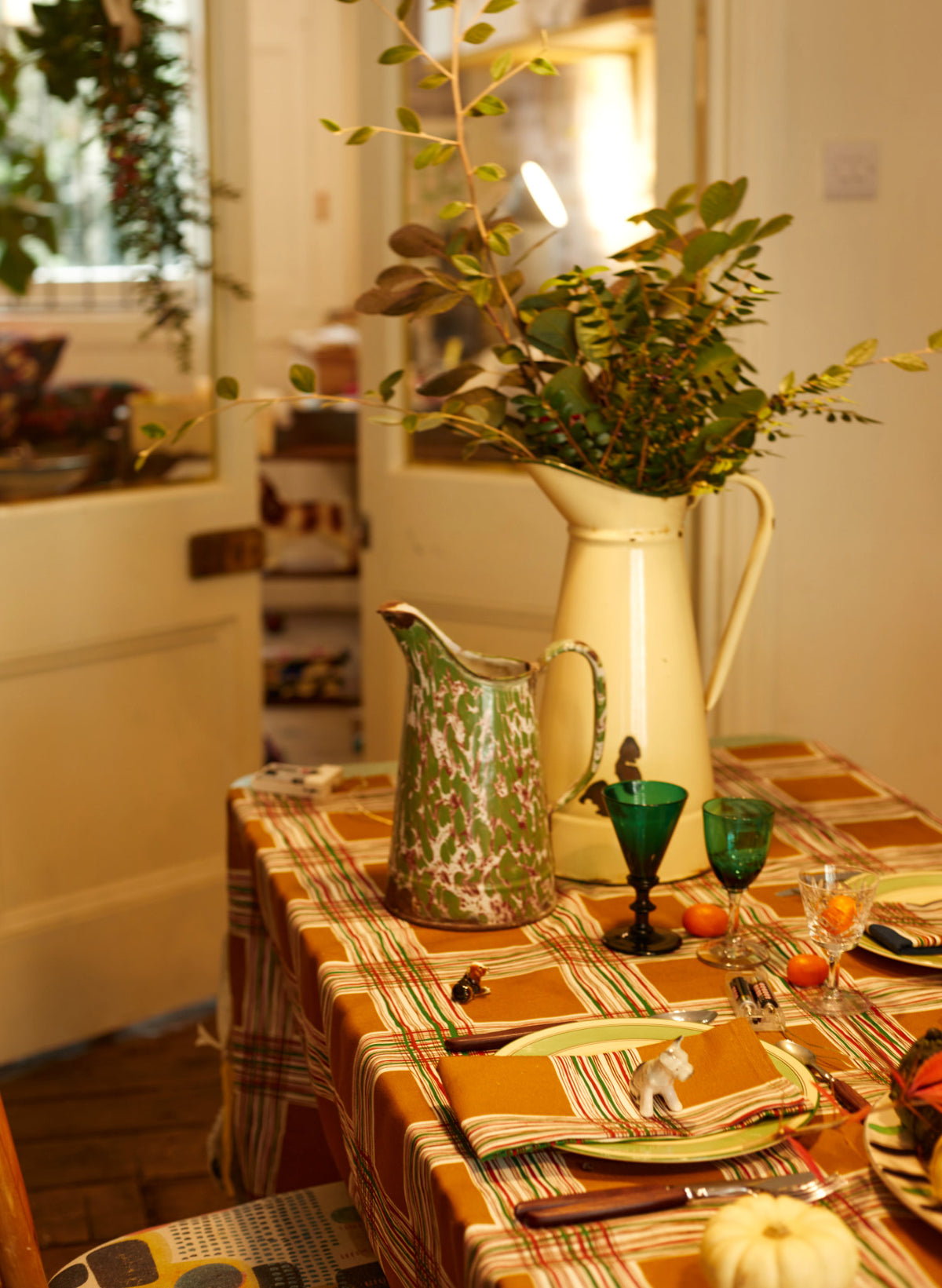 Napkin Set - Mustard Checks