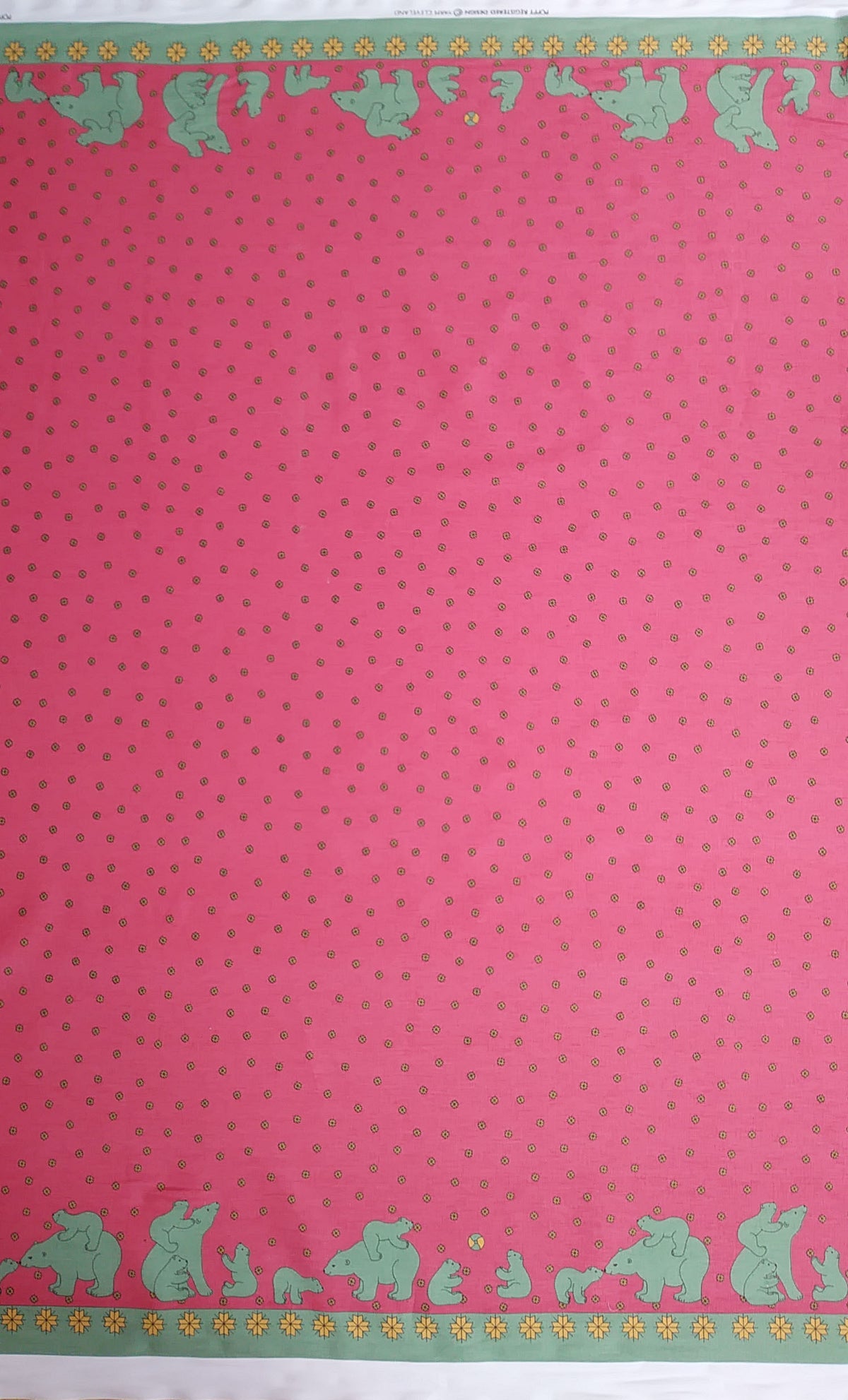 Pink/Green Polar Bear Fabric - Oilcloth