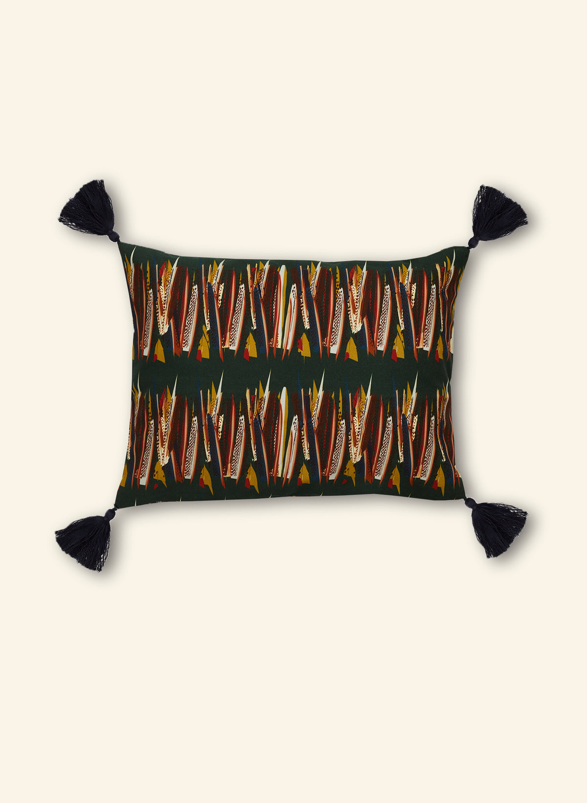 Rectangular Cushion Cover - Green Mid-Century Feather