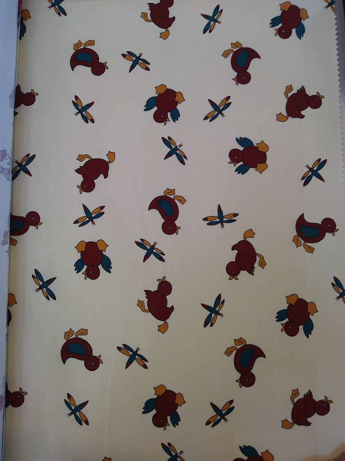 Remnant - 120cm - Cream Puddle Ducks Fabric - Cotton Twill