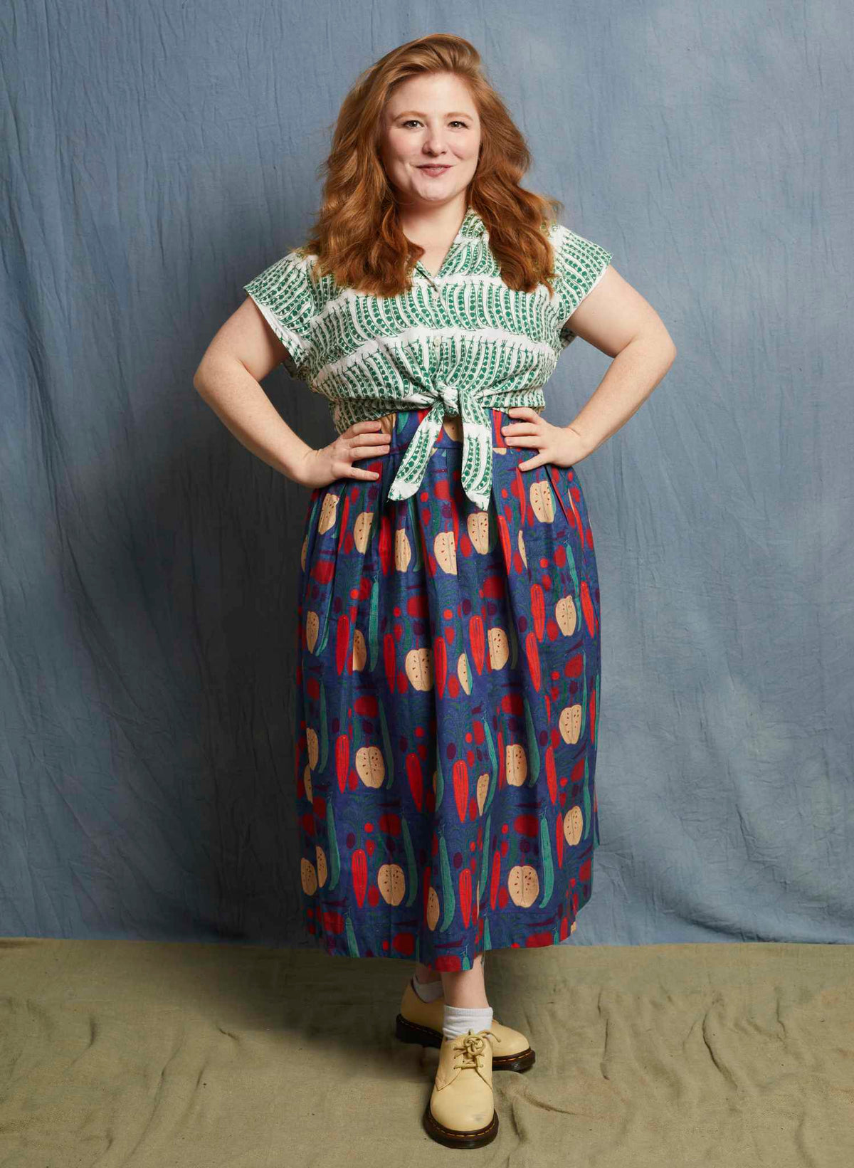 Florence Skirt - Navy Vegetables