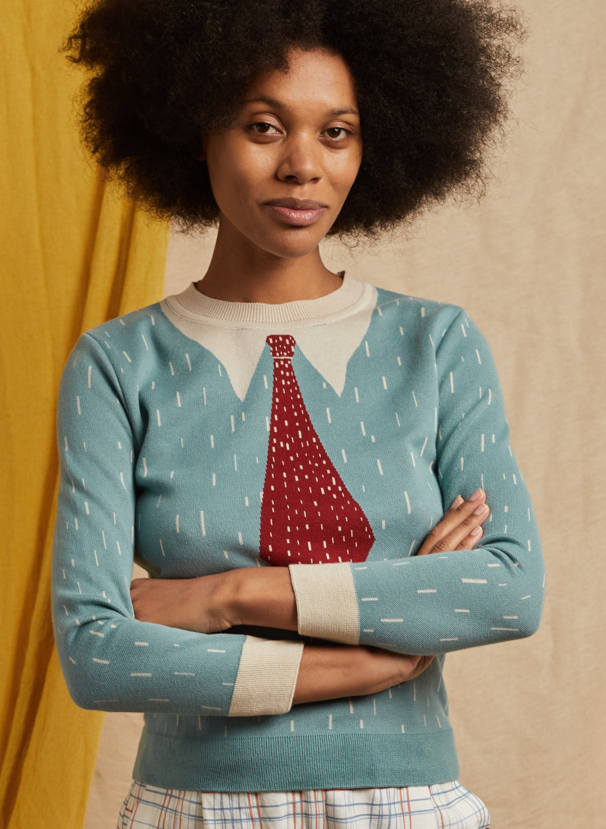 Alba Jumper - Mineral Blue Shirt and Tie