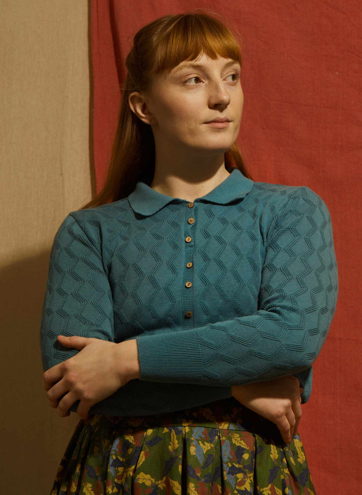 Rosie Top - Teal Pointelle