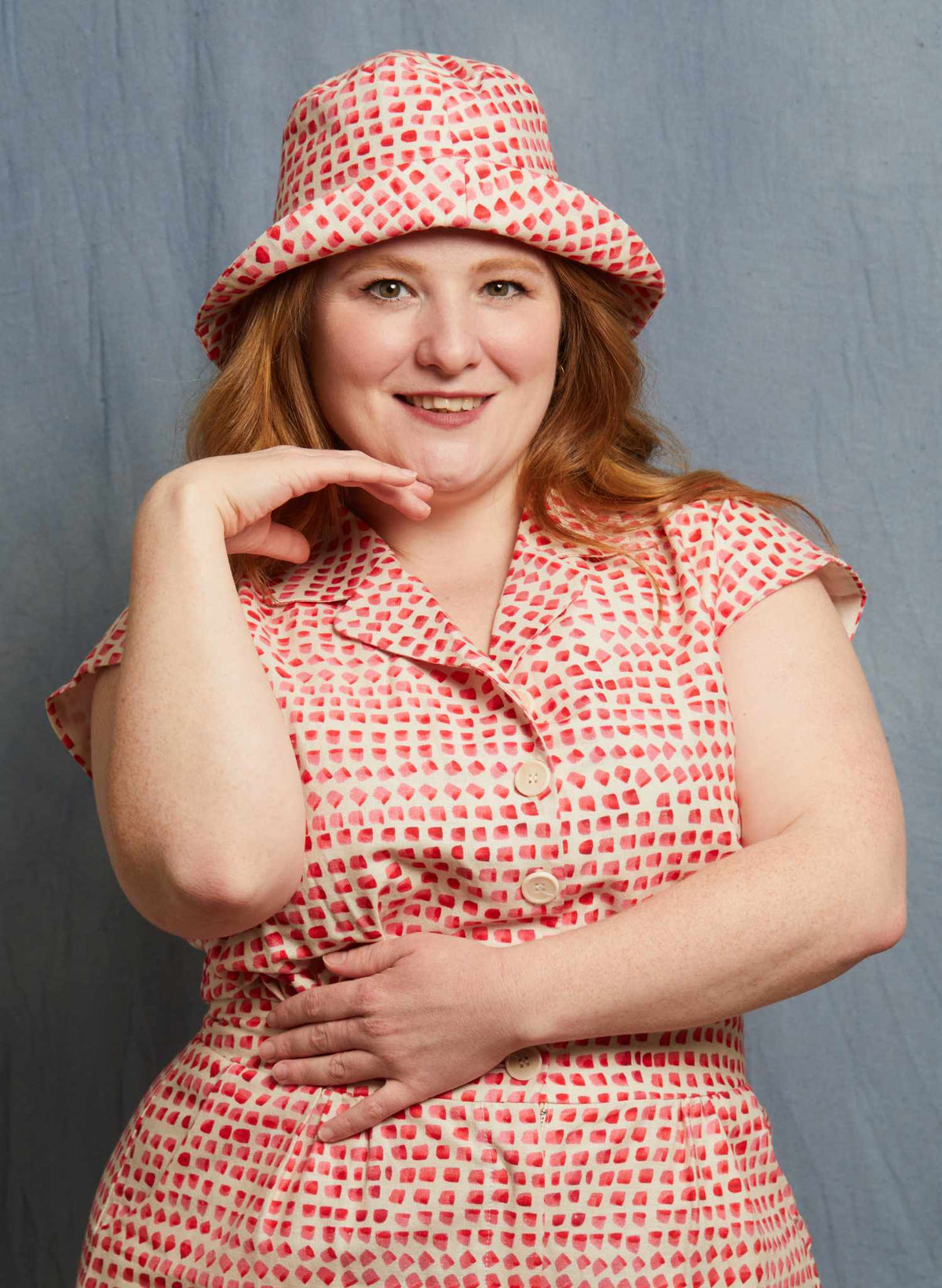 Bucket Hat - Pink Thumb Print