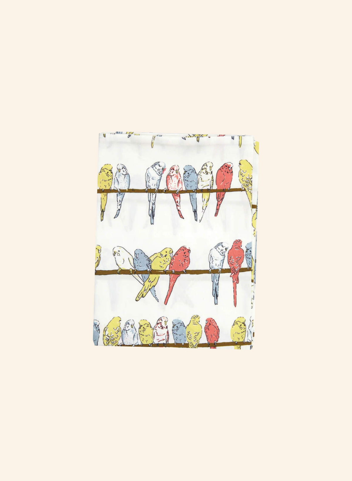 Single Pillowcase - Ivory Budgies