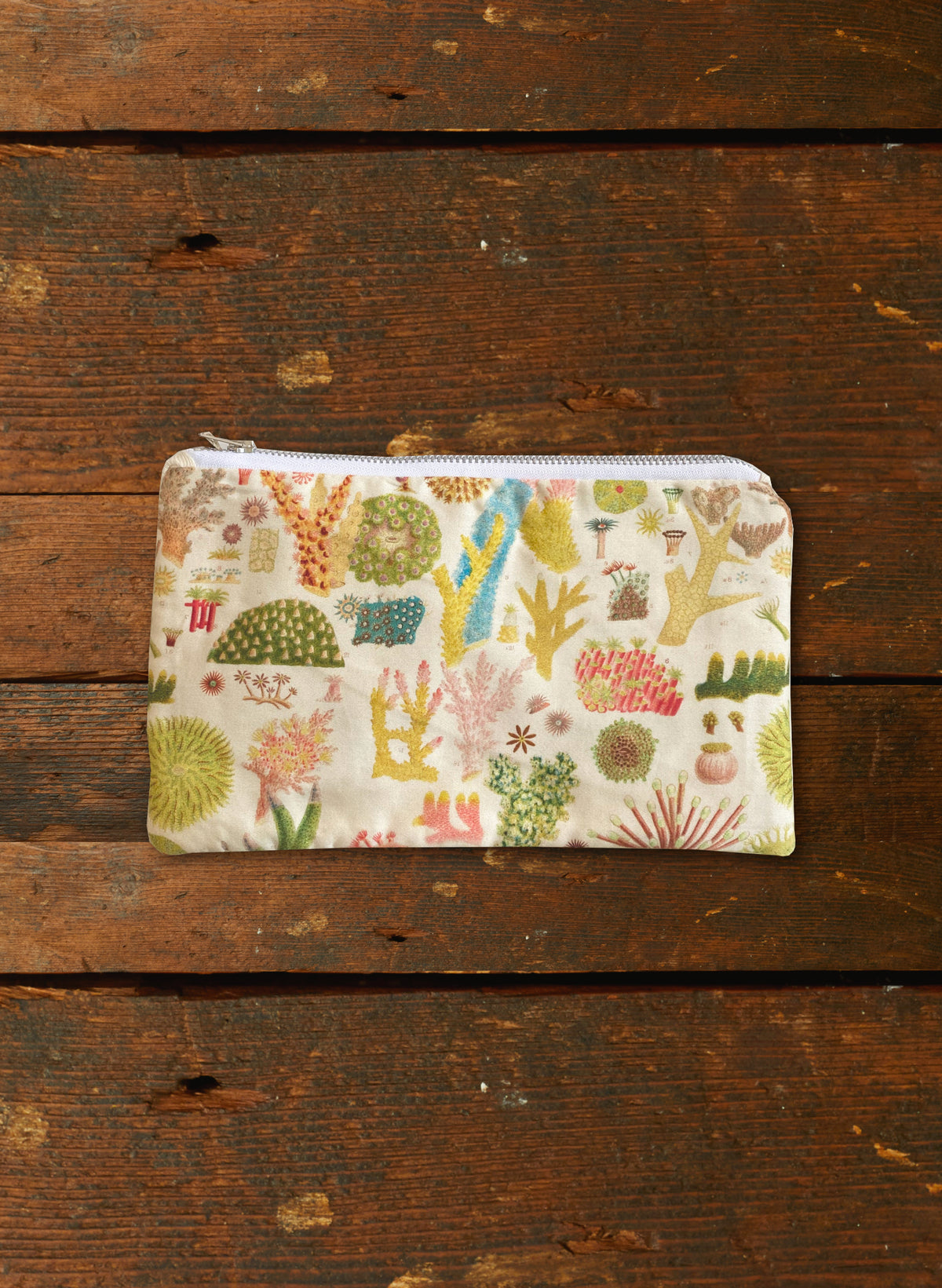Zip Pouch- Medium - Cream Coral Reef