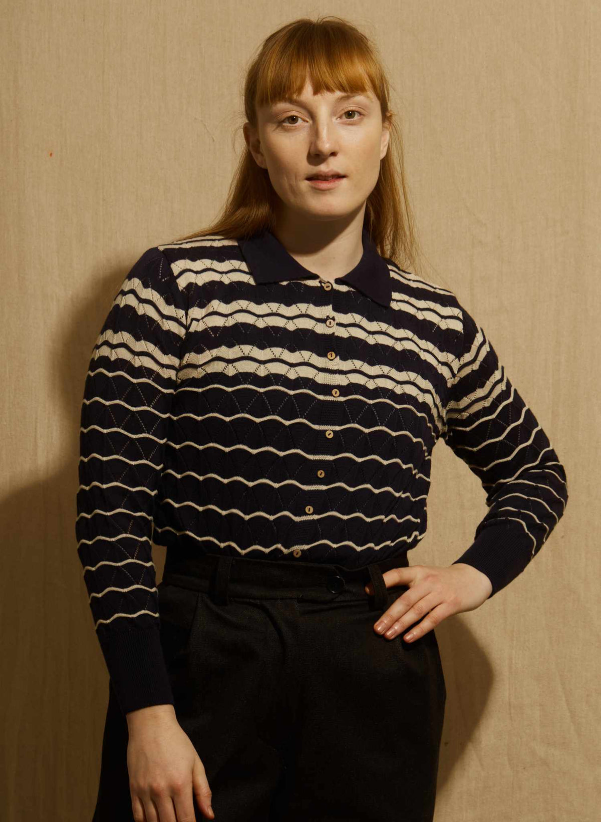 Dolly Top - Navy Stripe