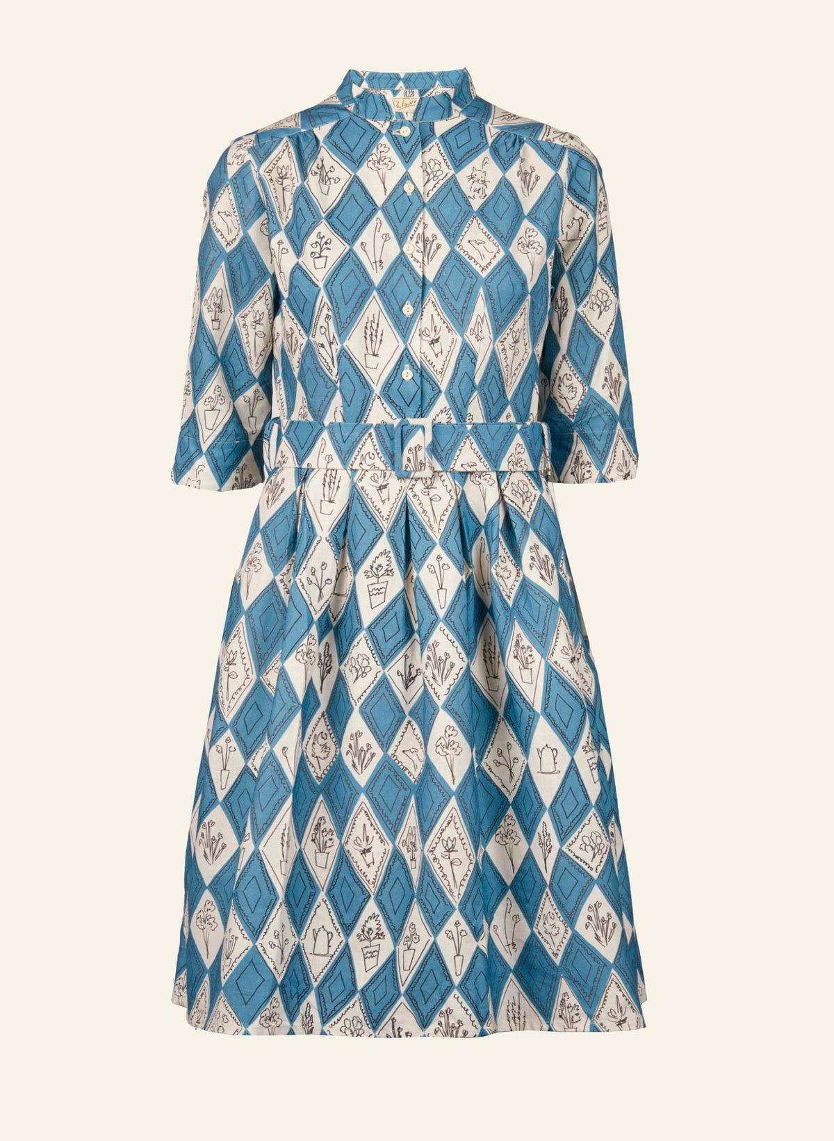 Cynthia - Teal Diamonds Dress