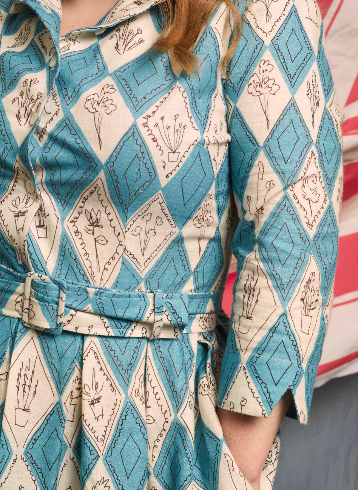Cynthia - Teal Diamonds Dress