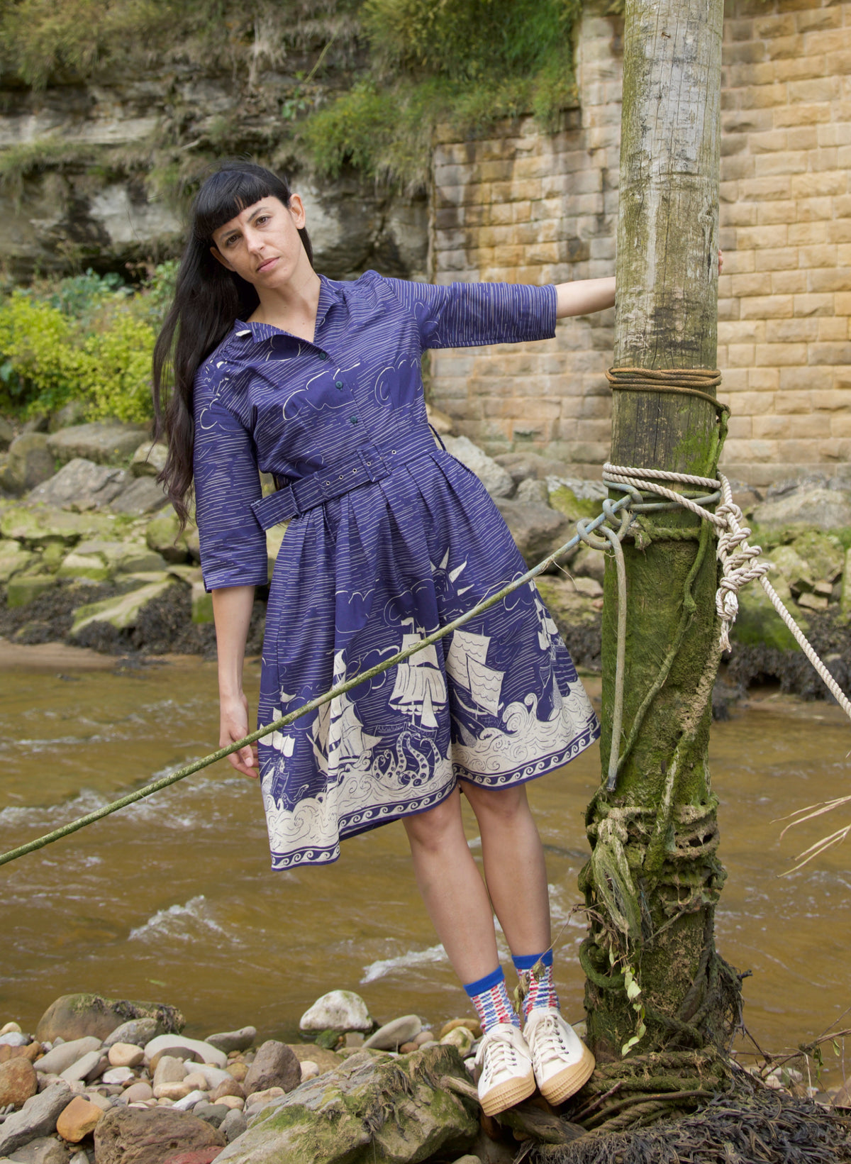 Cynthia - Navy Shipwreck Dress