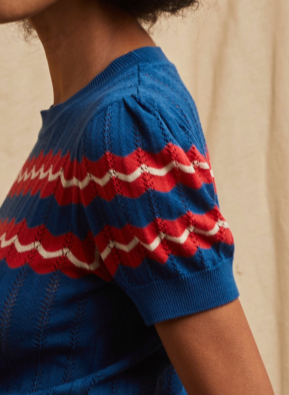 Eve Knitted Top - Blue Marbled