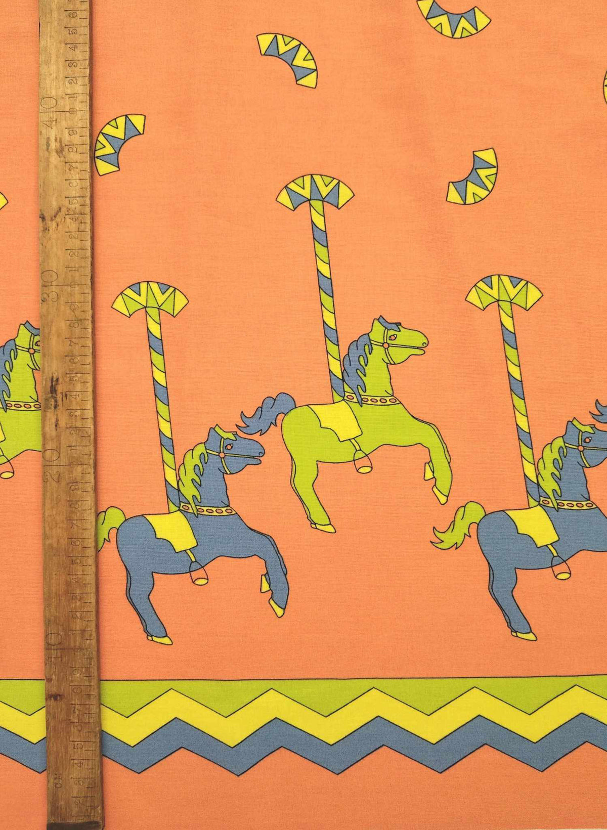 Orange Carousel Print Fabric - Cotton