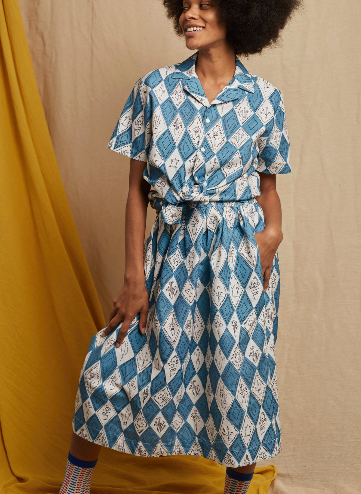 Florence Skirt - Teal Diamonds