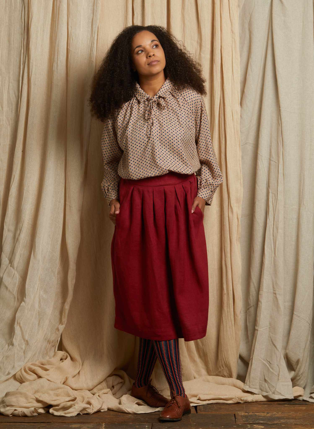 Florence - Wine Linen Skirt