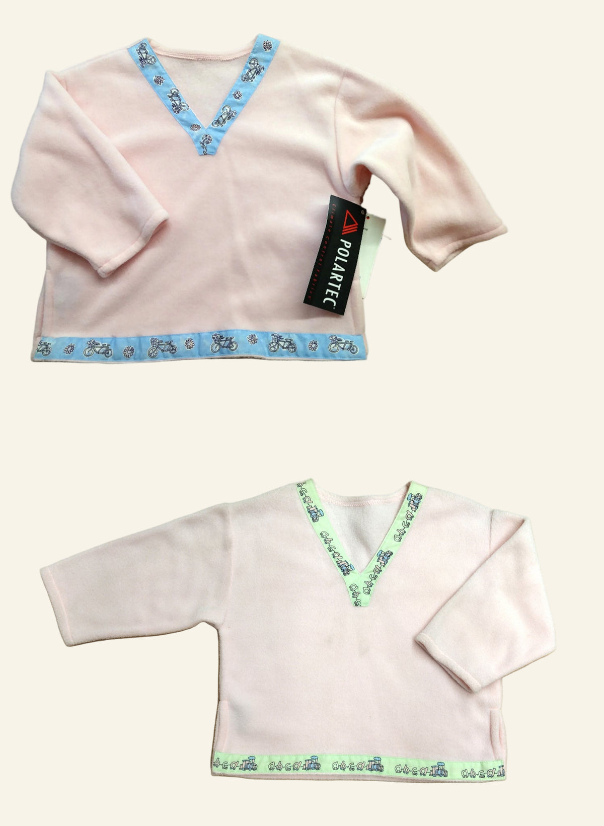 Folk Top - Age 2 - Baby Pink Fleece with trim