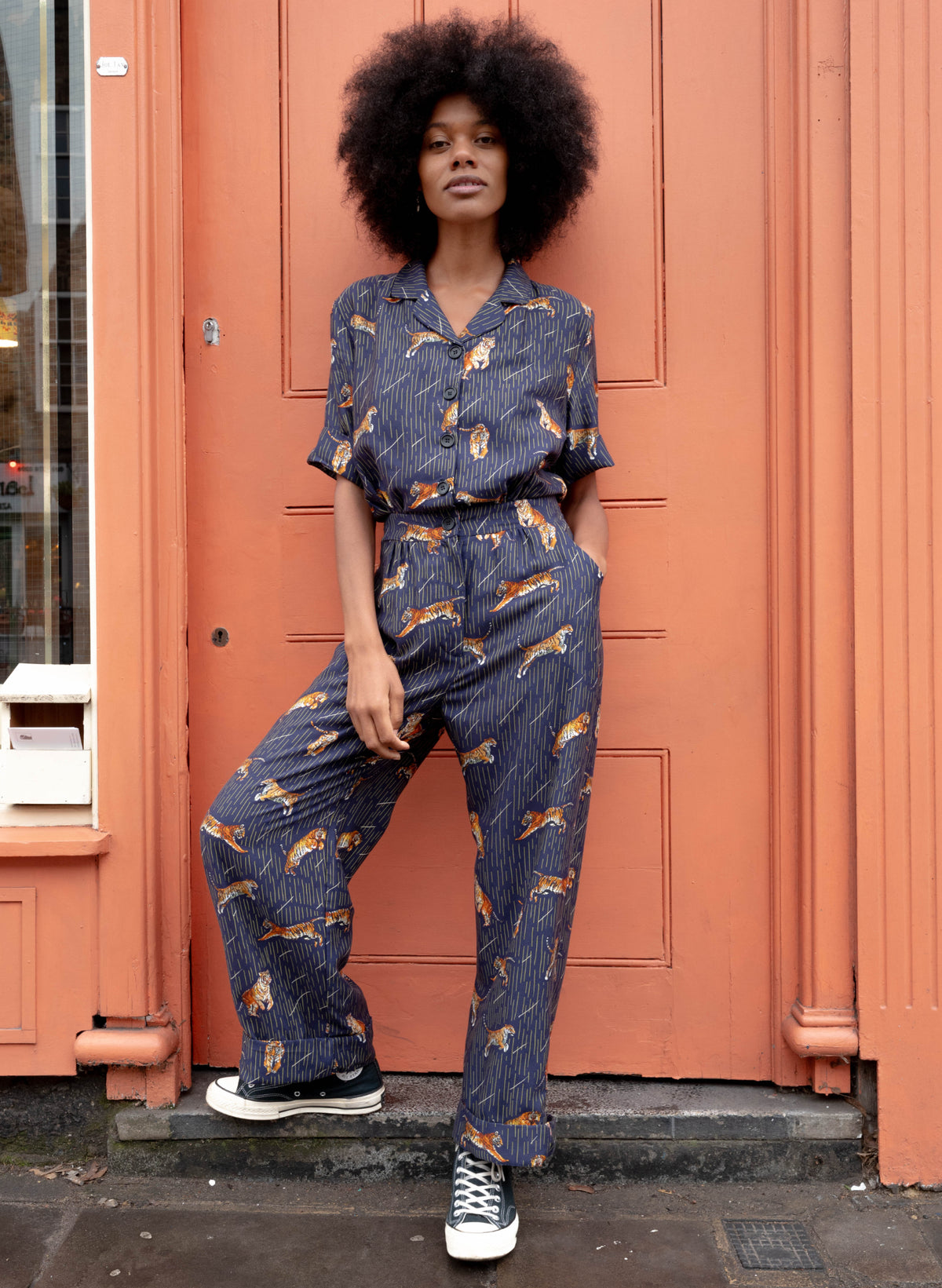 Francesca Long Jumpsuit - Navy Tigers