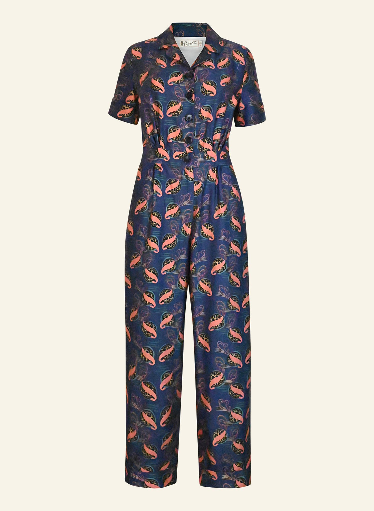 Francesca Long Jumpsuit - Navy Prawn Cocktail