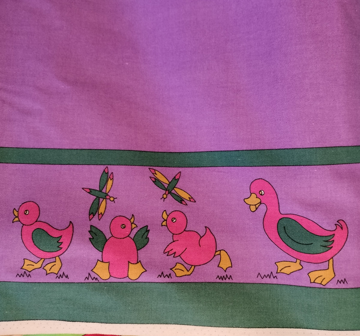Remnant - 125cm - Plum Puddle Ducks Fabric - Cotton Twill