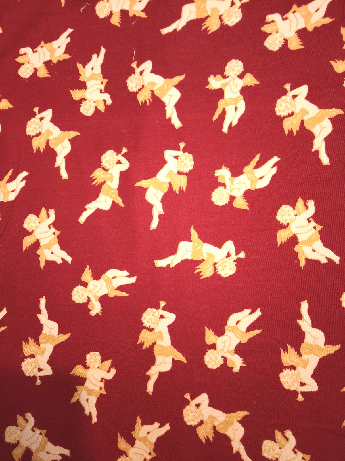 Remnant - 142cm x 120cm - Red Cherubs Fabric - Cotton Twill