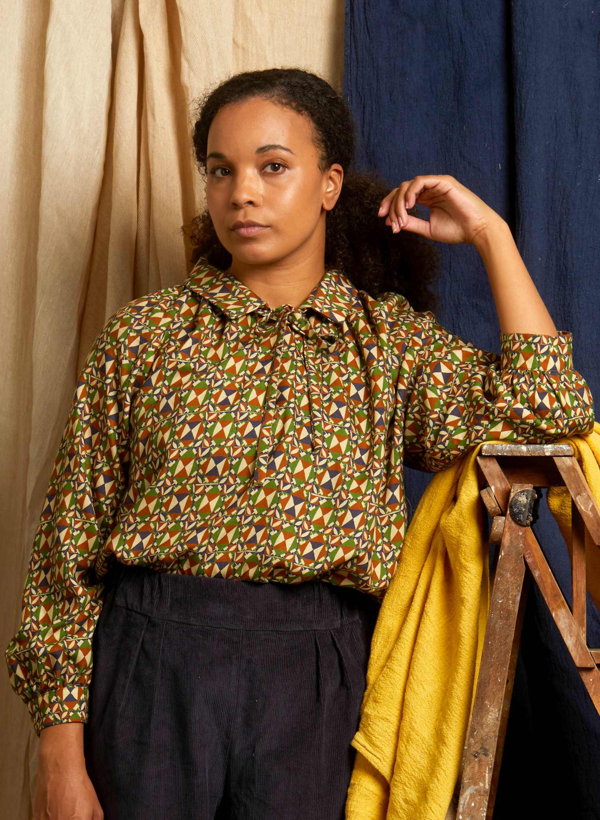 Joan - Green Chequer Blouse