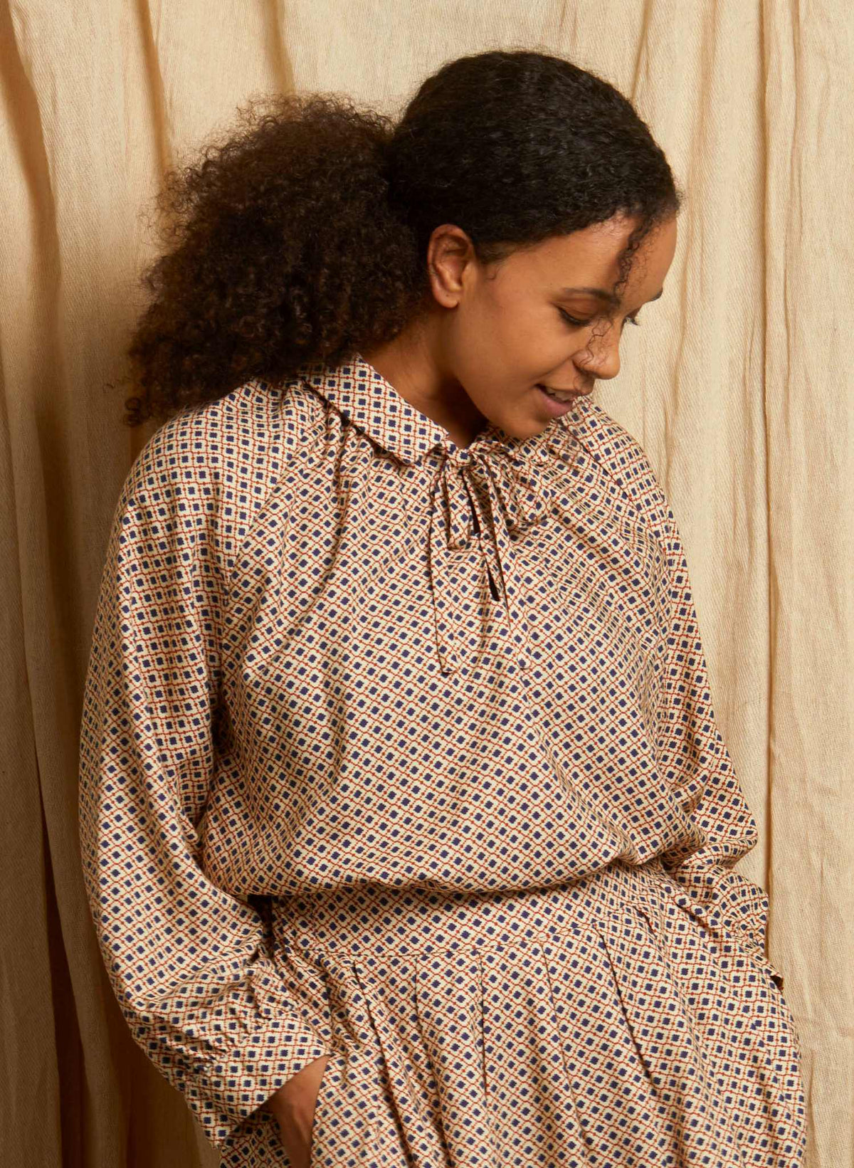Joan - Ivory Tiles Blouse