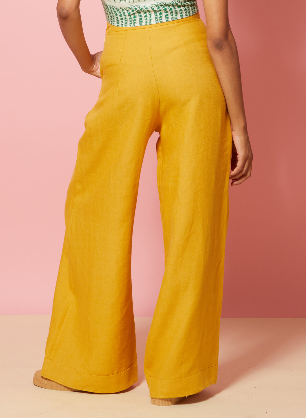Josephine Trousers - Mustard Yellow Linen